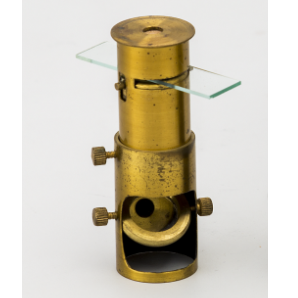 Pequeño microscopio cilíndrico de bolsillo tipo barril.1880.