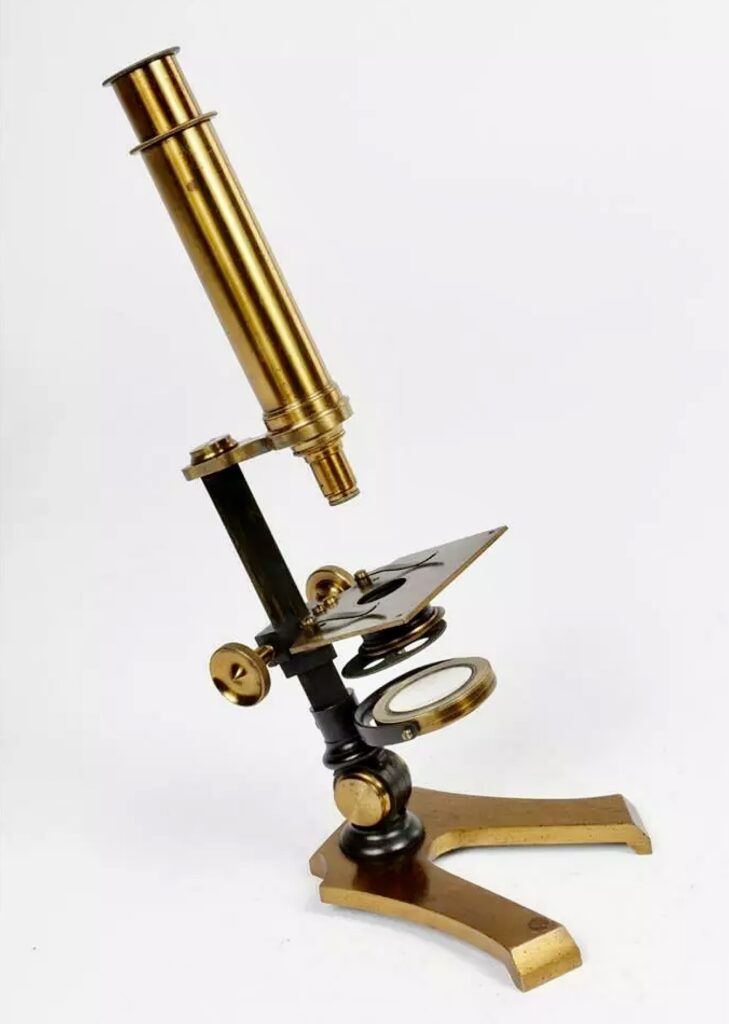 Monocular microscope with reverse focus. England c.1850.