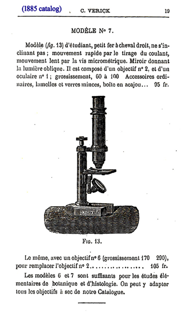 Catalogo de la casa Verick con el modelo nº 7.