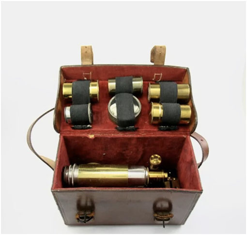 Microscopio plegable portátil. J. Swift & son.1906