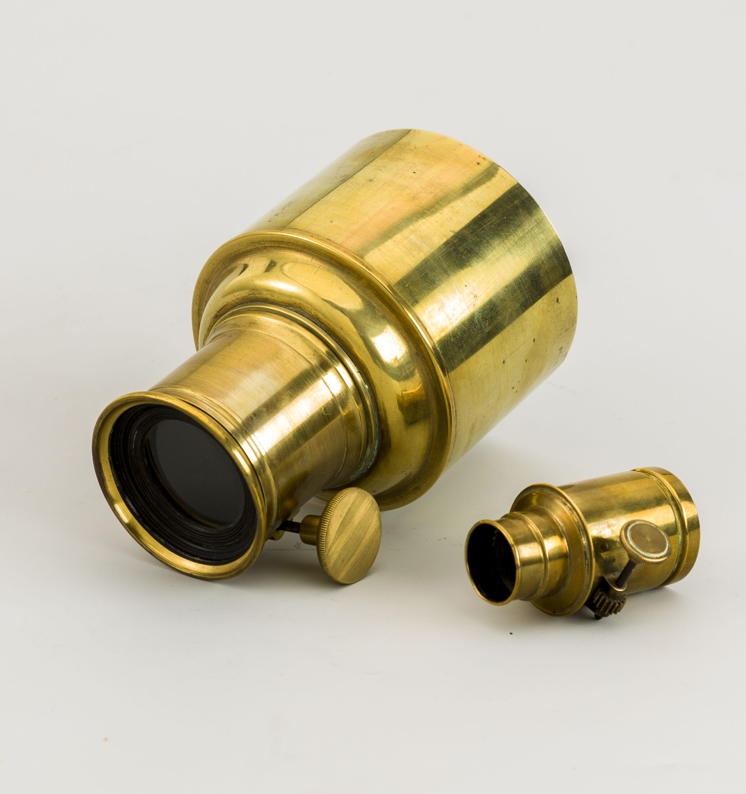 Two simple brass microscopes. c.1890.