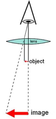 Microscopio simple. Diagrama óptico de un microscopio simple